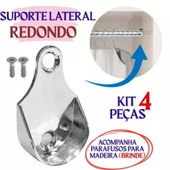 4 Peças - Suporte Lateral Para Guarda Roupa Tubo Cabideiro Redondo Com Parafusos de Fixação