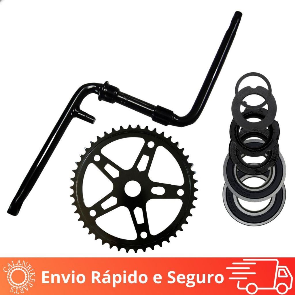 Kit Relação Sem Marcha 1v Bicicleta Monobloco Centro Rolamento e Coroa 46D Transmissão