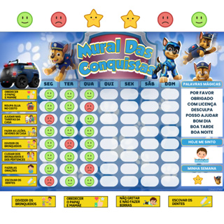 Mural das Conquistas Infantil Tema Patrulha Canina 22x30cm em Oferta na Shopee