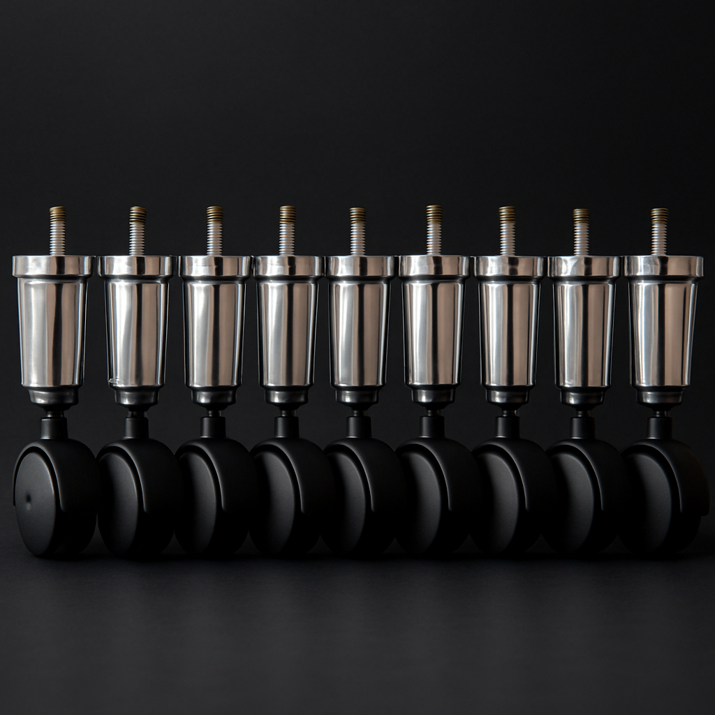 Kit de 8 Pés Com Rodinha Cromado Para Cama Box,Báu,Cama King,Cama Solteiro, De 12Cm em Oferta na Shopee