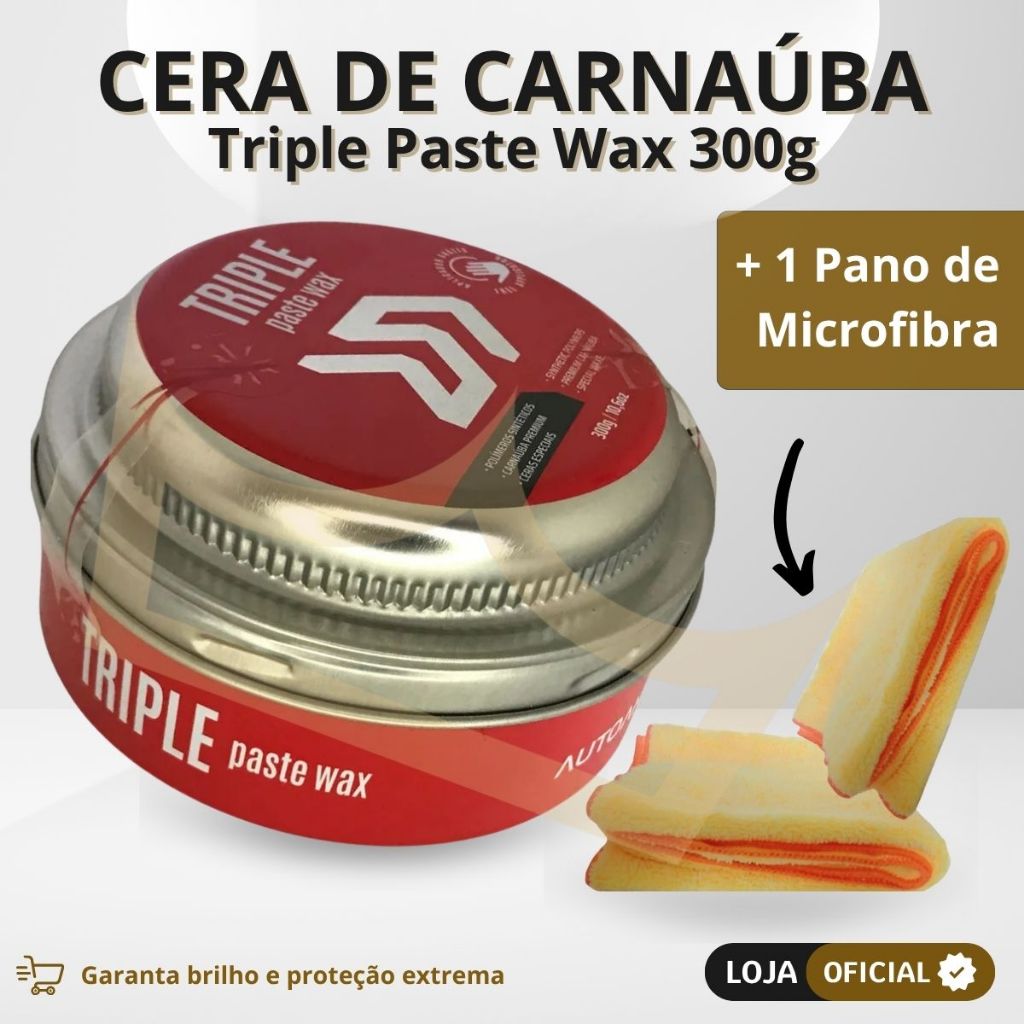Cera De Carnauba Triple Paste Wax 300g + Pano Microfibra em Oferta na Shopee