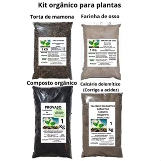 KIT FARINHA DE OSSO TORTA DE MAMONA CALCÁRIO DOLOMITICO E COMPOSTO ORGÂNICO PARA PLANTAS em Oferta na Shopee