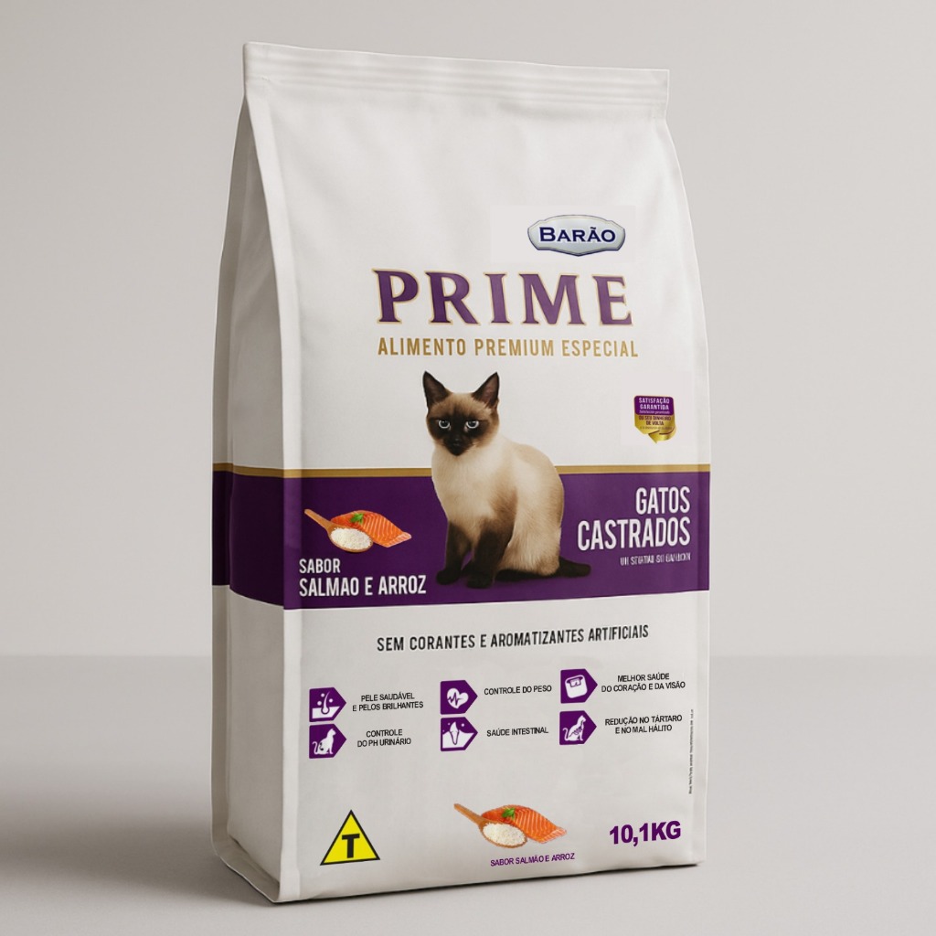 Ração Barão Prime Premium Especial para Gatos Castrados 10,1 kg