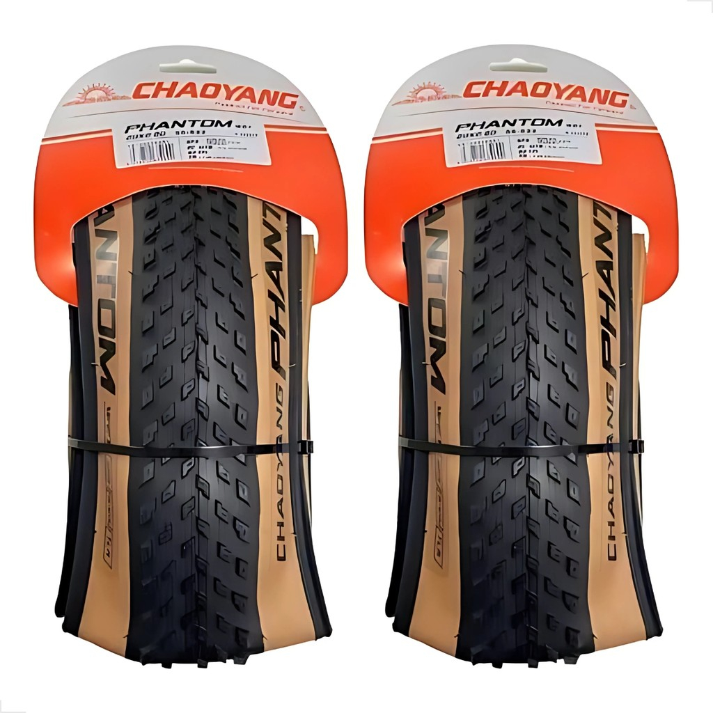 Par Pneu Chaoyang Phantom Wet 29x2.20 2c Tubeless Kevlar Sem Arame Preto c/ Bege MTB em Oferta na Shopee