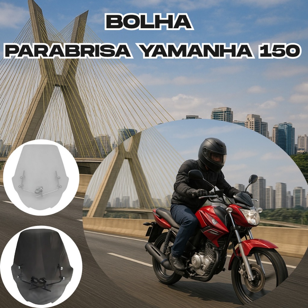 Bolha Parabrisa Moto Yamaha Fazer 150 3 mm Cristal Fume
