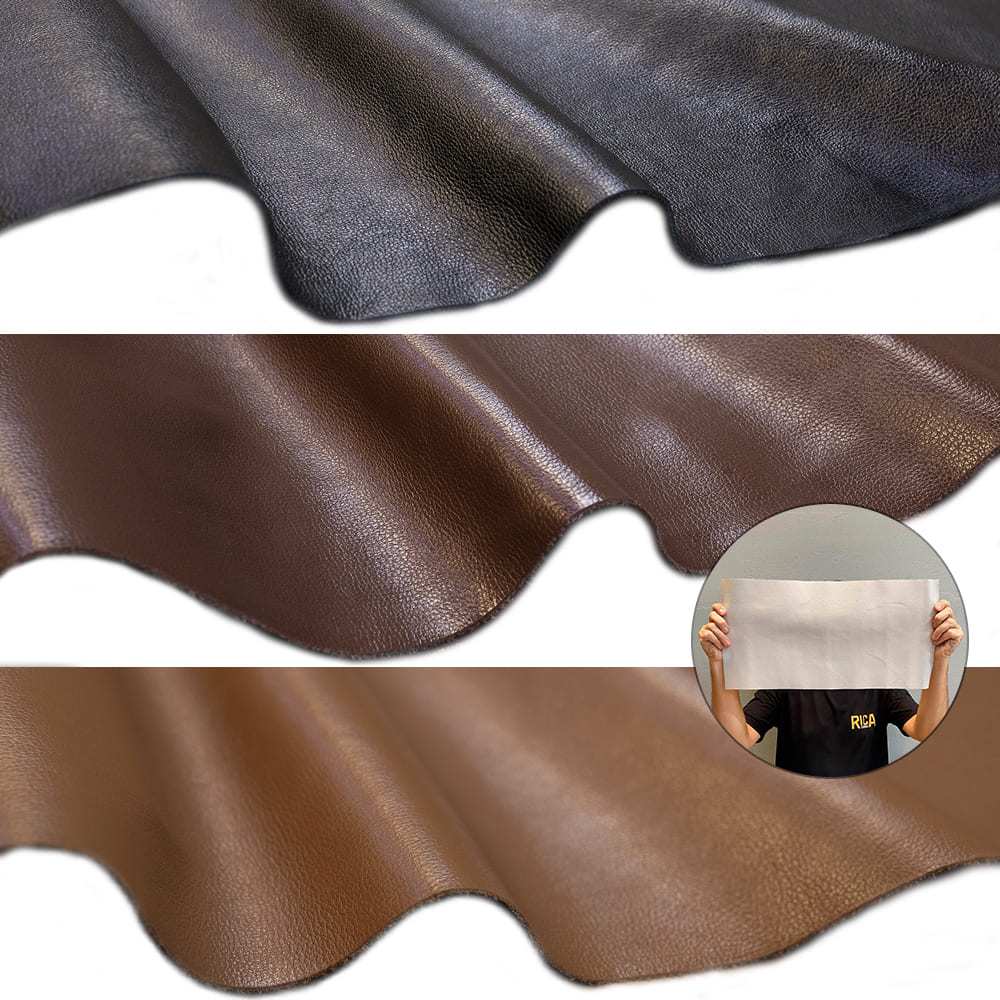 Kit 3 Pedaços Couro Genuíno 25x50cm tipo Floater - Placa Retalho Painel Couro Bovino - Textura Encorpada - 14/16 linhas