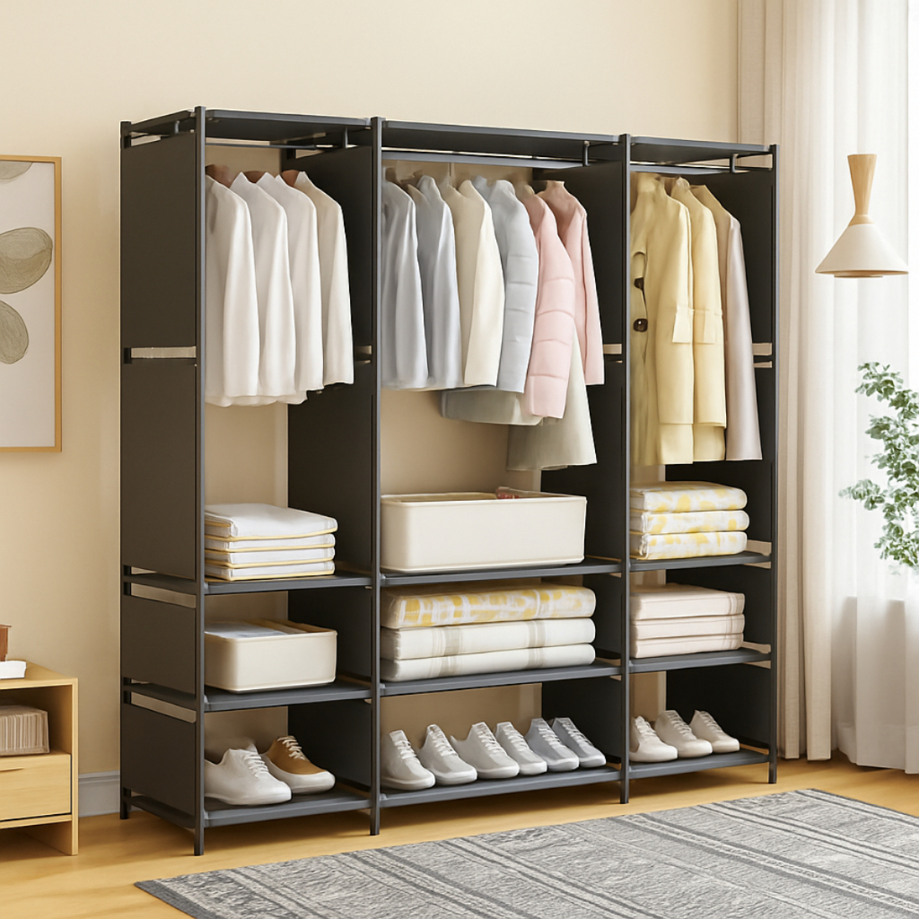 Guarda Roupa Dobrável Organizador De Roupas Portátil Multiuso Organizador de Roupas Sapatos Multiuso Arara