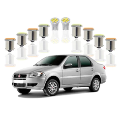 Kit Lâmpada led Fiat Siena 1998 a 2016 ( Seta dianteira Seta Trazeira Ré Freio Farolete ) T10 1 polo 2 polos sobrancelha