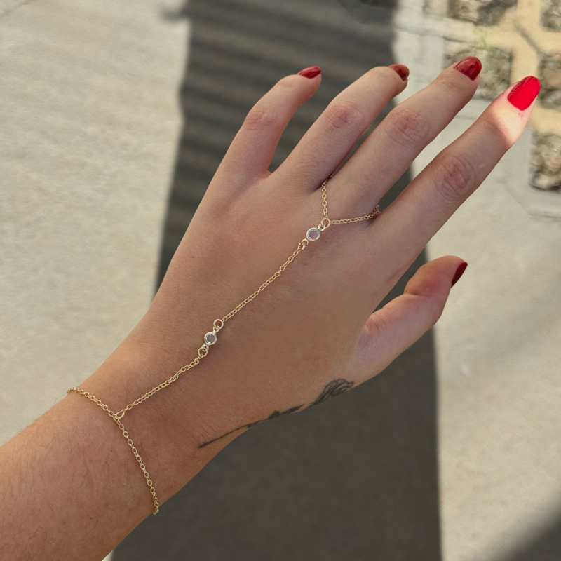 Pulseira De Mão Hand Chain Com Zircônias Ouro 18K Ou Prata 925 em Oferta na Shopee