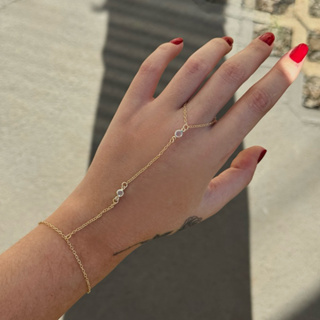 Pulseira De Mão Hand Chain Com Zircônias Ouro 18K Ou Prata 925 em Oferta na Shopee