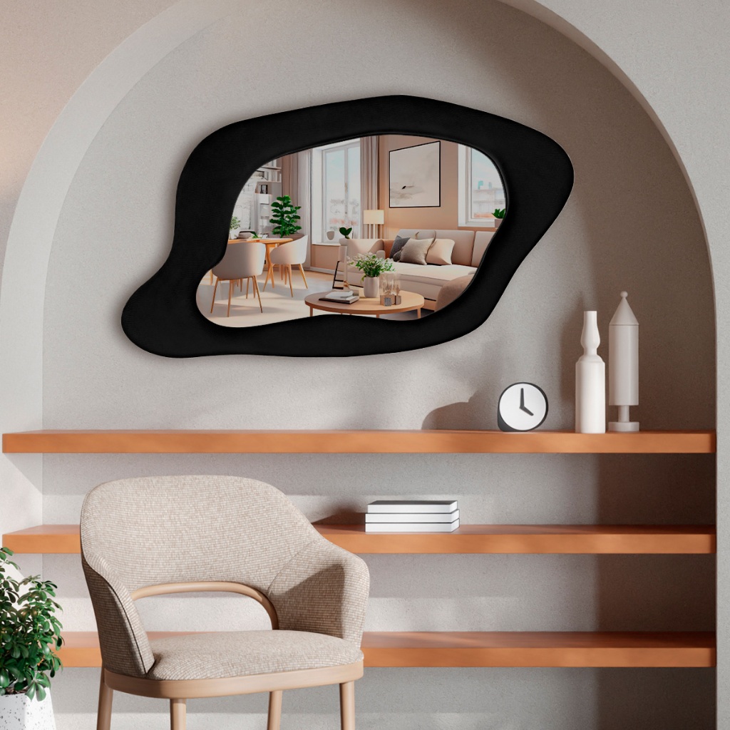 Espelho de Parede Grande Veludo Orgânico Premium Espelho Moderno Sala Banheiro 115x60cm Hera em Oferta na Shopee
