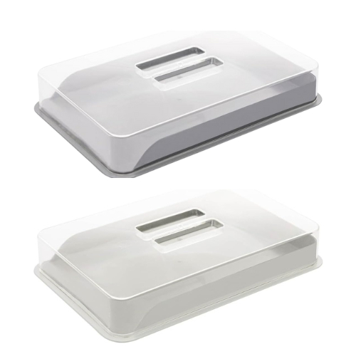 Porta Frios de Bambu e PP com Tampa de Poliestireno Off-white/Cinza 21cm x 16cm x 4cm - Lyor