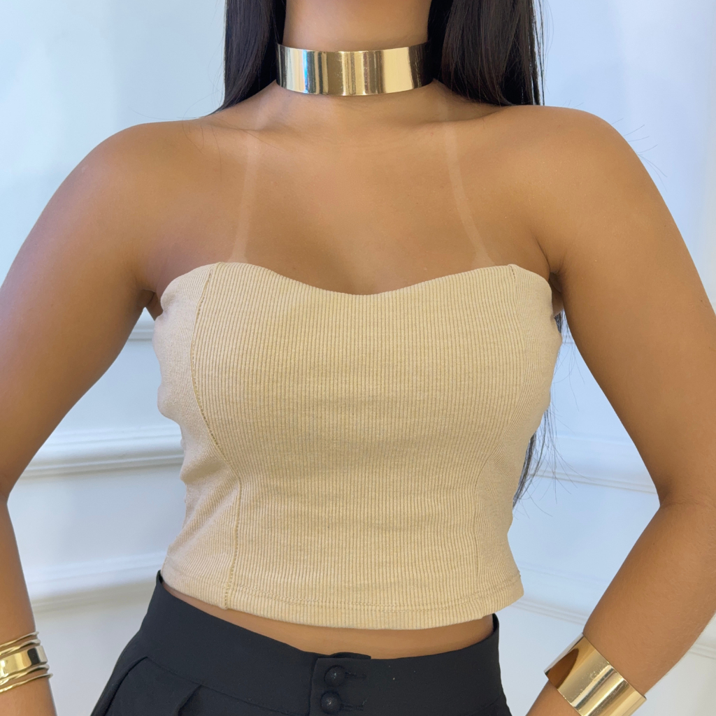 Cropped Feminino Tomara que Caia Canelado Justo Estiloso Confortável Casual Verão