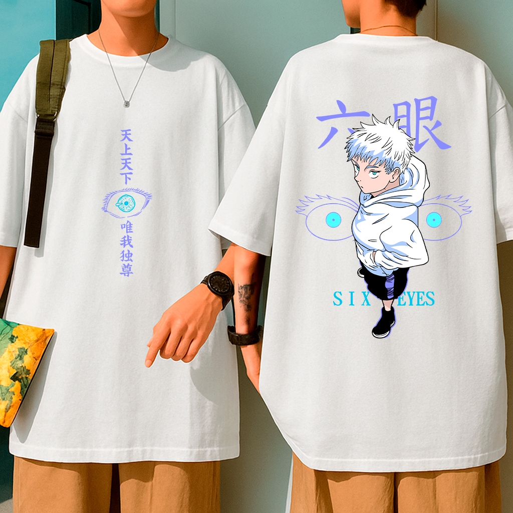 Camiseta Oversized Gojo Anime Mangá Jujutsu Feiticeiro Unissex 100% Algodão em Oferta na Shopee