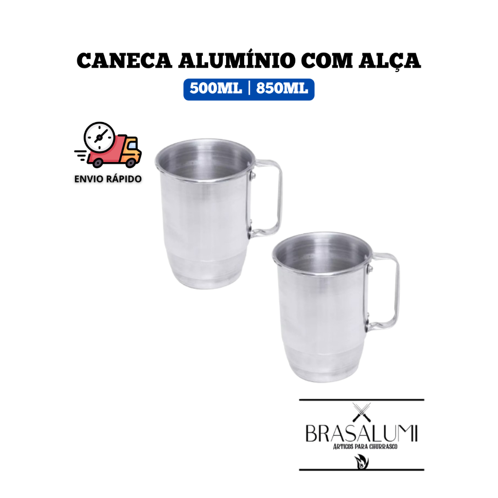 CANECA DE ALUMÍNIO COM ALÇA 500ML E 850ML