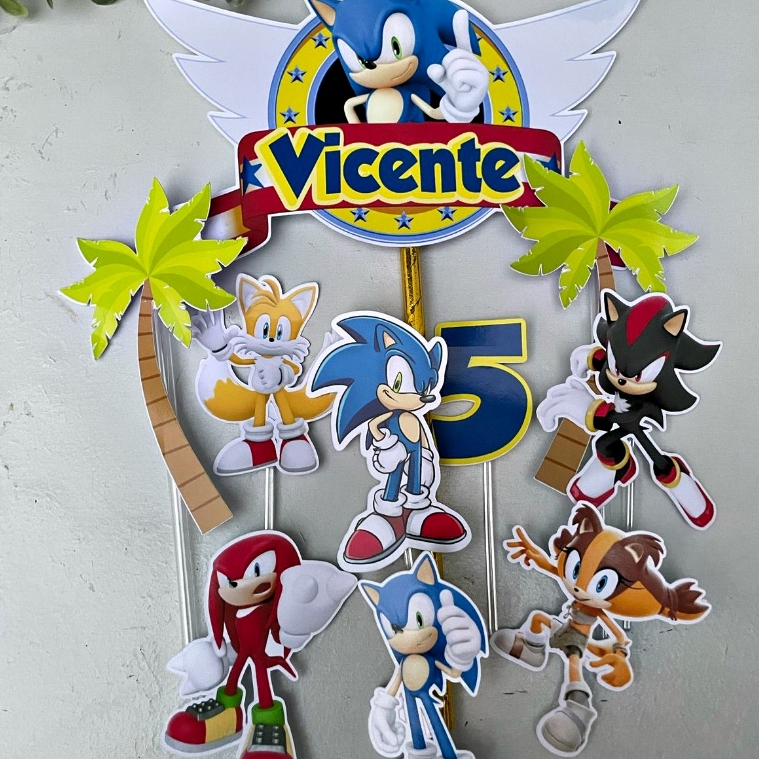Topo de Bolo, Sonic, Shadow, Knuckle ETC, Personalizado com nome e idade, envio rápido, máxima qualidade.