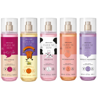 Cuide-se Bem Body Splash Desodorante Colônia 200ml - Beijinho, Bob Esponja, Deleite, Pessegura, Rosa e Algodão