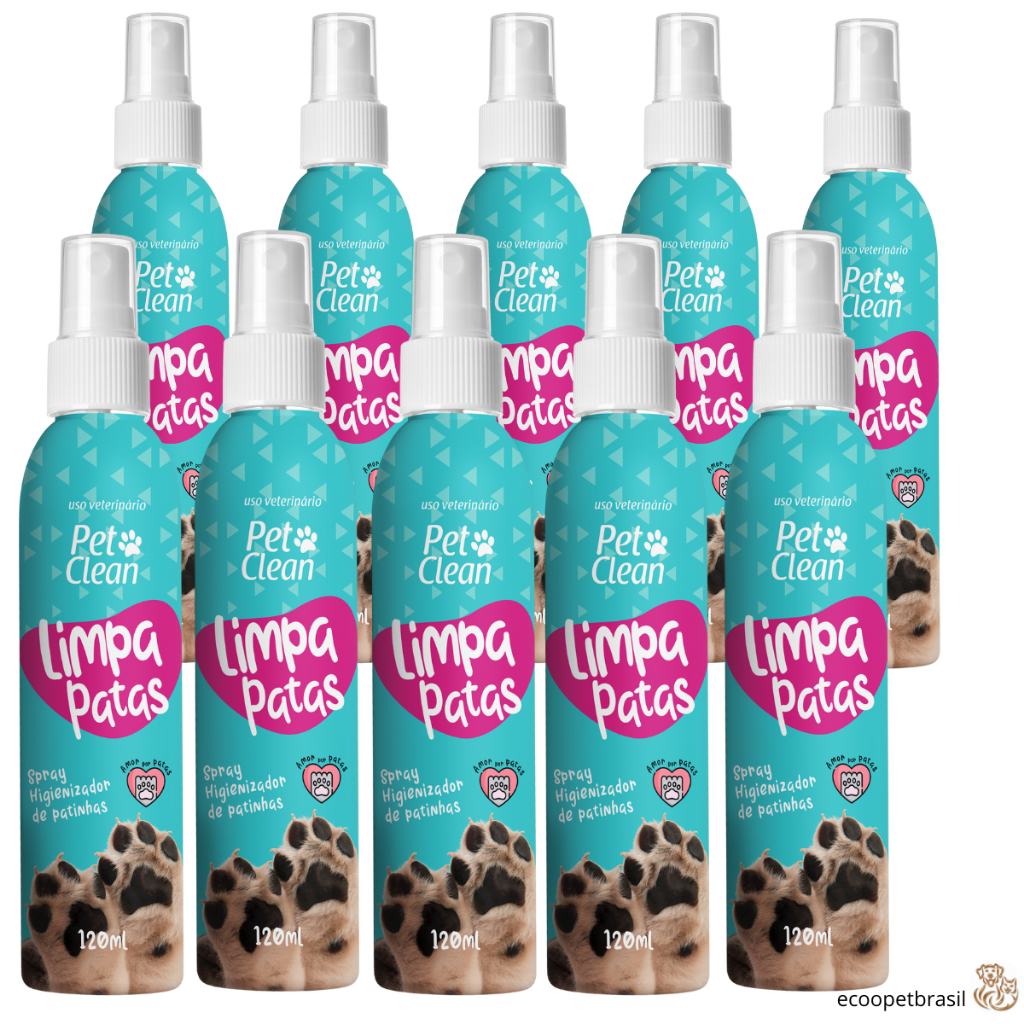 Limpa Patas para Cachorro Cães e Gatos 120ml Pet Clean Cuidando das Patinhas - KIT com até 10 Unid.