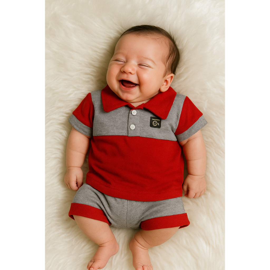 Conjunto bebê menino Mauricinho Camisa gola polo+short Conjunto verão Roupa de 0 a 6 meses. em Oferta na Shopee