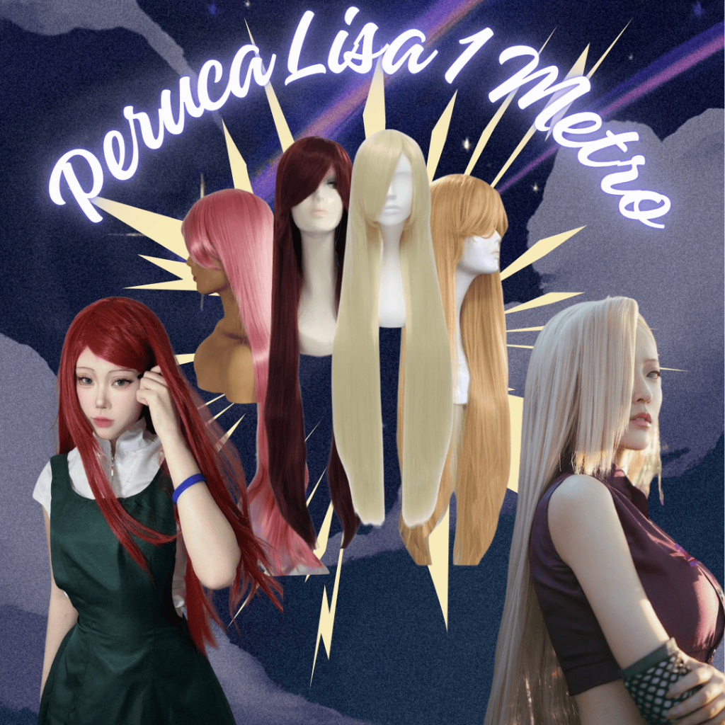 Peruca Longa Lisa Cosplay Fantasia Halloween 1 Metro  300gr em Oferta na Shopee