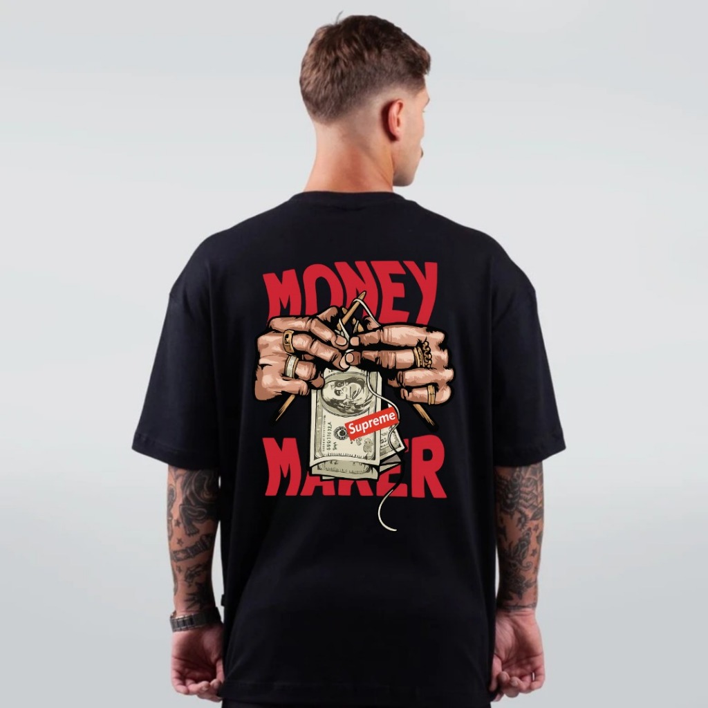 Oversized Streetwear T-shirt Camiseta Algodão Premium Money Estampada Urbana Personalizada