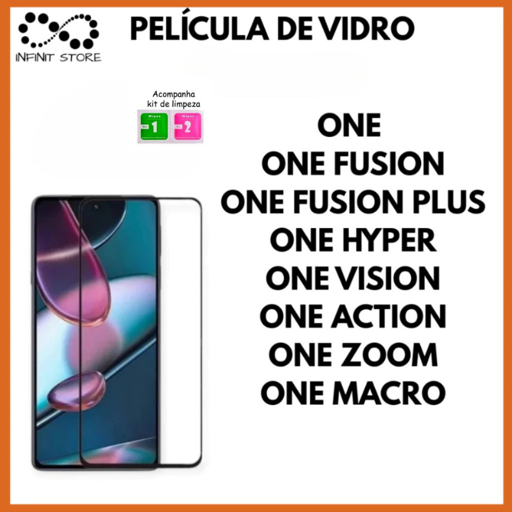 Película De Vidro 3D Temperado Para Moto ONE ONE FUSION ONE FUSION PLUS ONE HYPER ONE VISION ONE ACTION ONE ZOOM