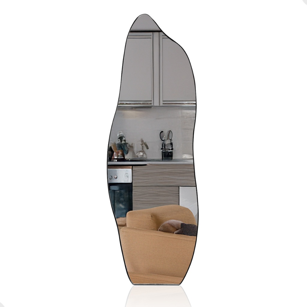 Espelho Decorativo Flame Orgânico 150x50 com Suporte para Banheiro Sala Escritório - Home & Living