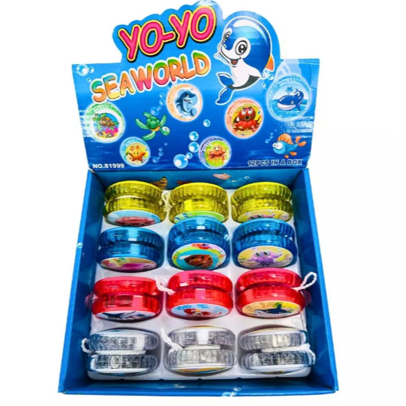 Caixa Com 12 Super Ioiô Yoyo Luz De Led Colorido Infantil Cor Animais Aquáticos — imagem 2 de 2