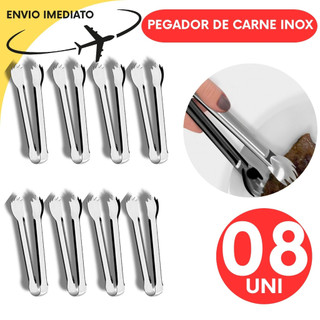 Conjunto 08 Unidades Pegador Pegadores Universal De Carne 12,5cm Churrasco Para Cozinha Inox
