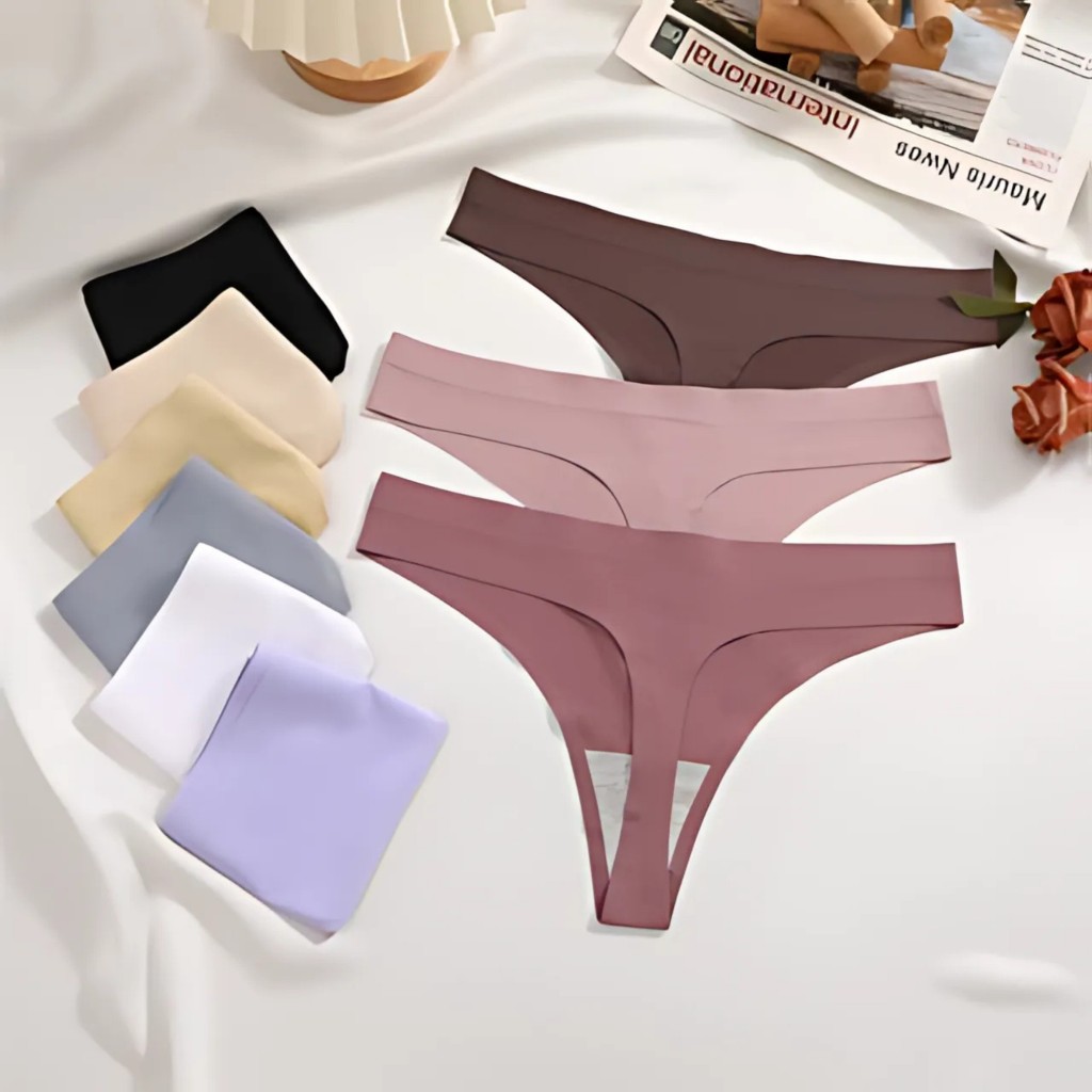 Kit 5 Calcinha Fio sem Costura Importada Invisível Tanga Lingerie Corte Laser Cintura Alta Conforto