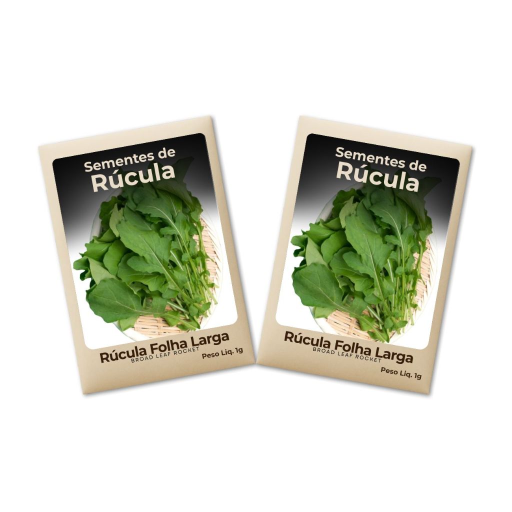 Semente de Rúcula Folha Larga Alta Germinação 20% Pura Horta Urbana Vertical Produção Garantida-Leve 2 Pct