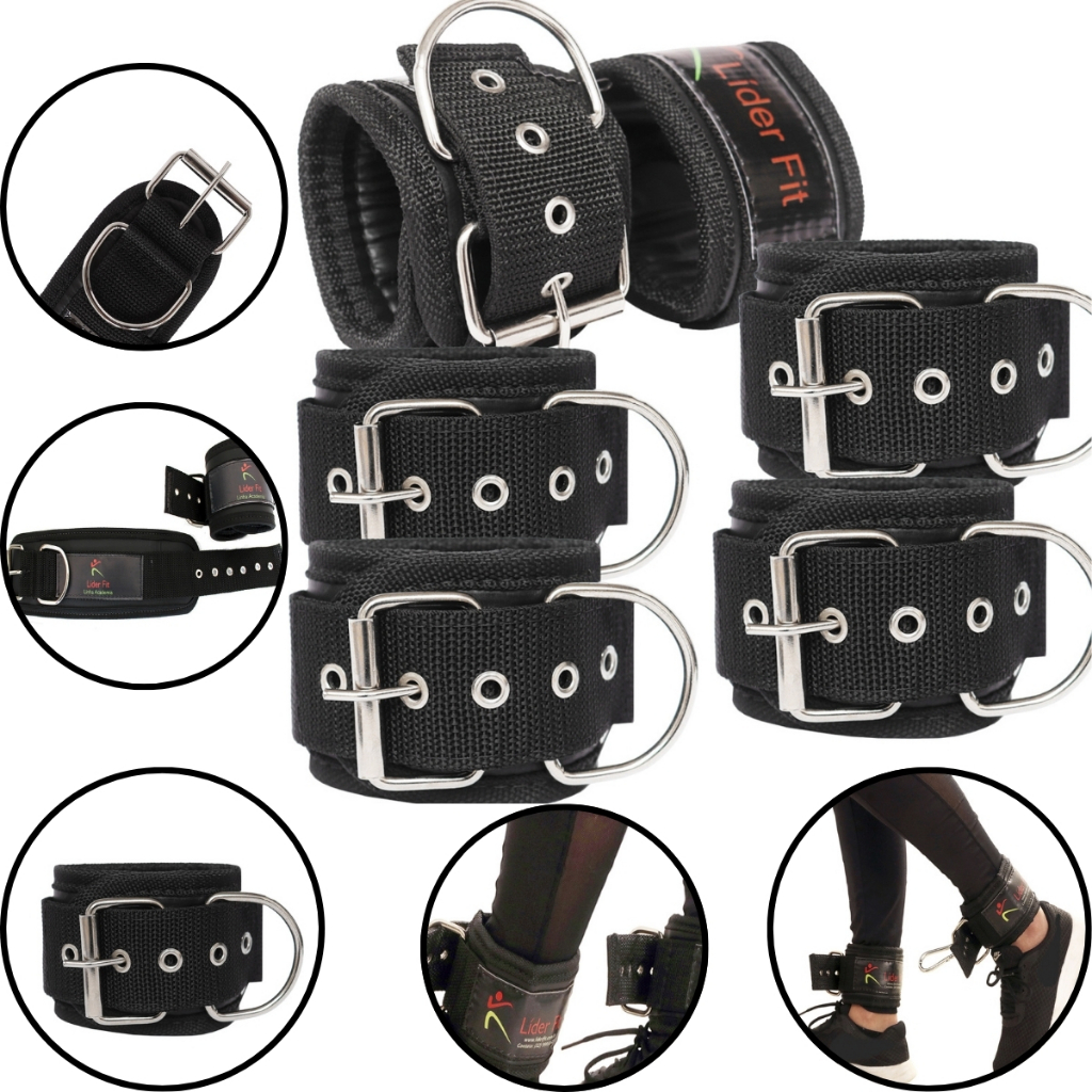 Kit 3 Pares De Tornozeleiras Puxador Glúteo Caneleira Para Academia Profissional Musculação Glúteo