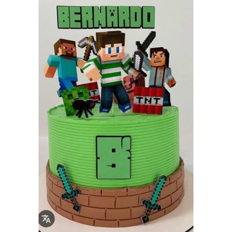 Topo de bolo Minecraft /Topper Minecraft / Festa personalizada Minecraft / Decoração minecraft