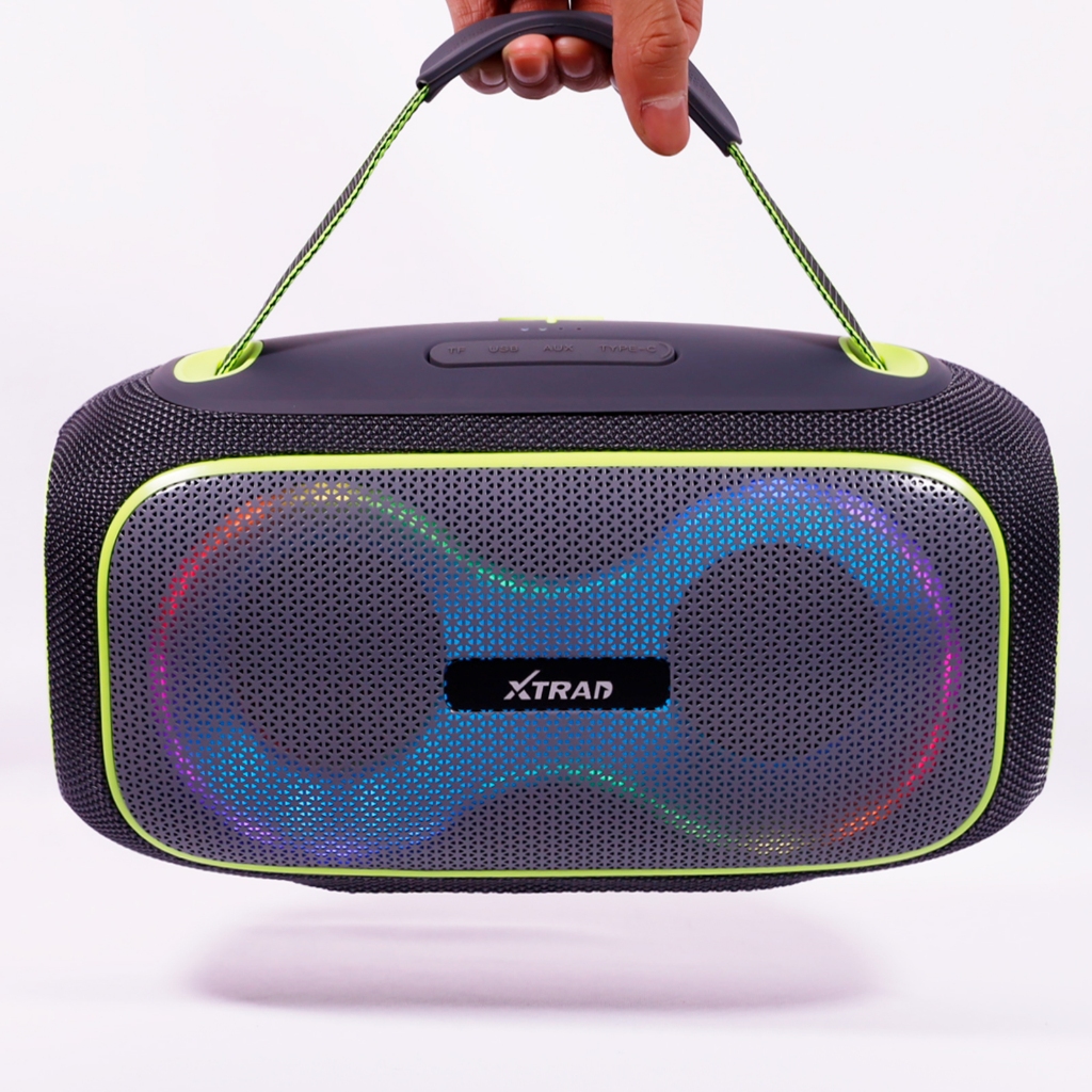 Caixa de som portátil com bluetooth USB TF FM LED AUX 120W 3.600mAh