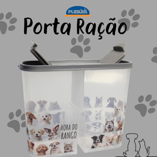 Porta Ração para cães ou gatos com 2 compartimentos 2,4L - qualidade Plasútil em Oferta na Shopee