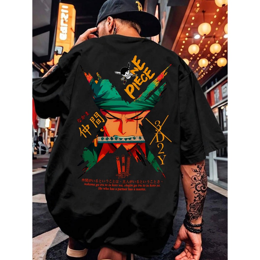 Camiseta Estampada F/C Zoro Espadachim Visual Geek Otaku One Piece em Oferta na Shopee