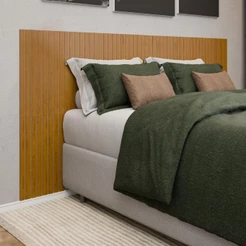 Cabeceira Ripado 253x106cm Autoadesiva em MDF 3mm Para Cama Casal, Queen e King - LH Móveis