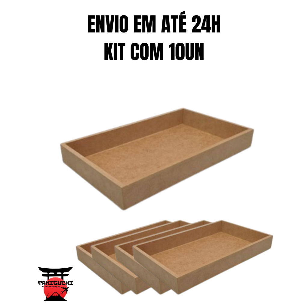 Kit 10 bandejas MDF cru 25x15 para lembrancinhas, artesanato, festa, decoração e personalização