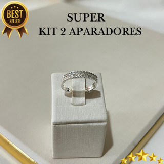 Kit 2 Aparador para aliança Anel De Prata 925 Anel Feminino Prata Meia Aliança Prata