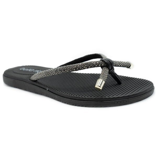 Rasteira Beira Rio Flatform Diamond Strass Laço Feminina