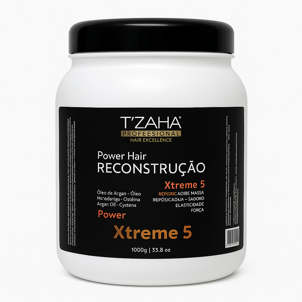 Máscara Reconstrutora Tzaha Xtreme 5 Power Hair 1kg | Força, Elasticidade e Reposição de Massa