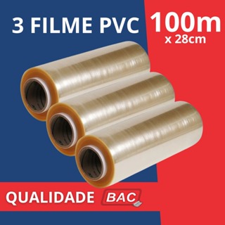 Kit 3 Rolo Bobina Plastico De Filme Pvc 28cm X 100 Metros Qualidade BAC em Oferta na Shopee