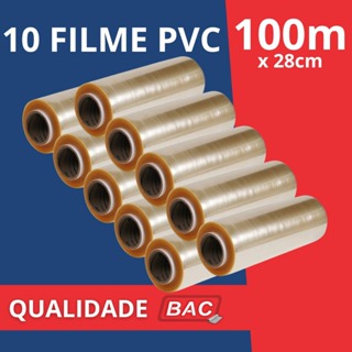 Kit 10 Rolo Bobina Plastico De Filme Pvc 28cm X 100 Metros Qualidade BAC em Oferta na Shopee