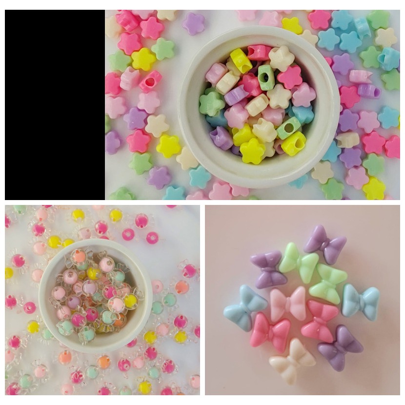 miçanga borboleta flor balinha  entremeio 6mm pulseira infantil - 20 unidades