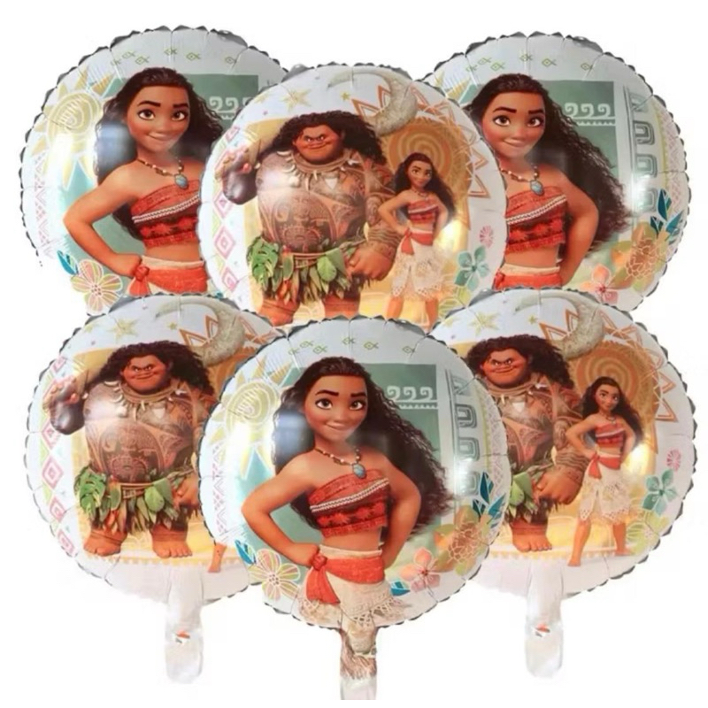 Kit C/5/10 Balão Metalizado Moana Redondo 45Cm
