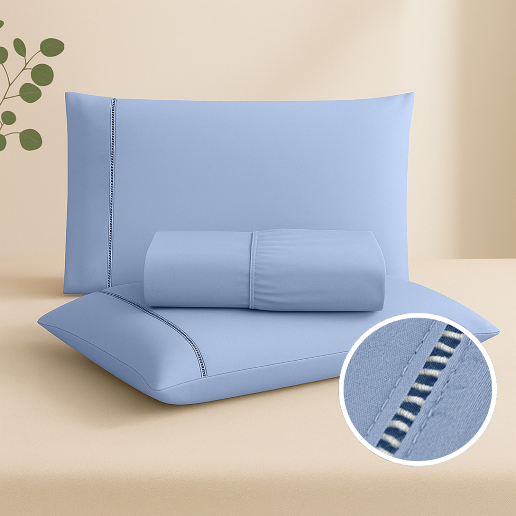 Jogo de Cama 400 Fios Percal Flex Ultra Macio Lençol c/ Elástico + Fronha c/ Ponto Palito