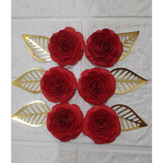 Mini flores de papel vermelha...decoração de bolo...topo de bolo em Oferta na Shopee