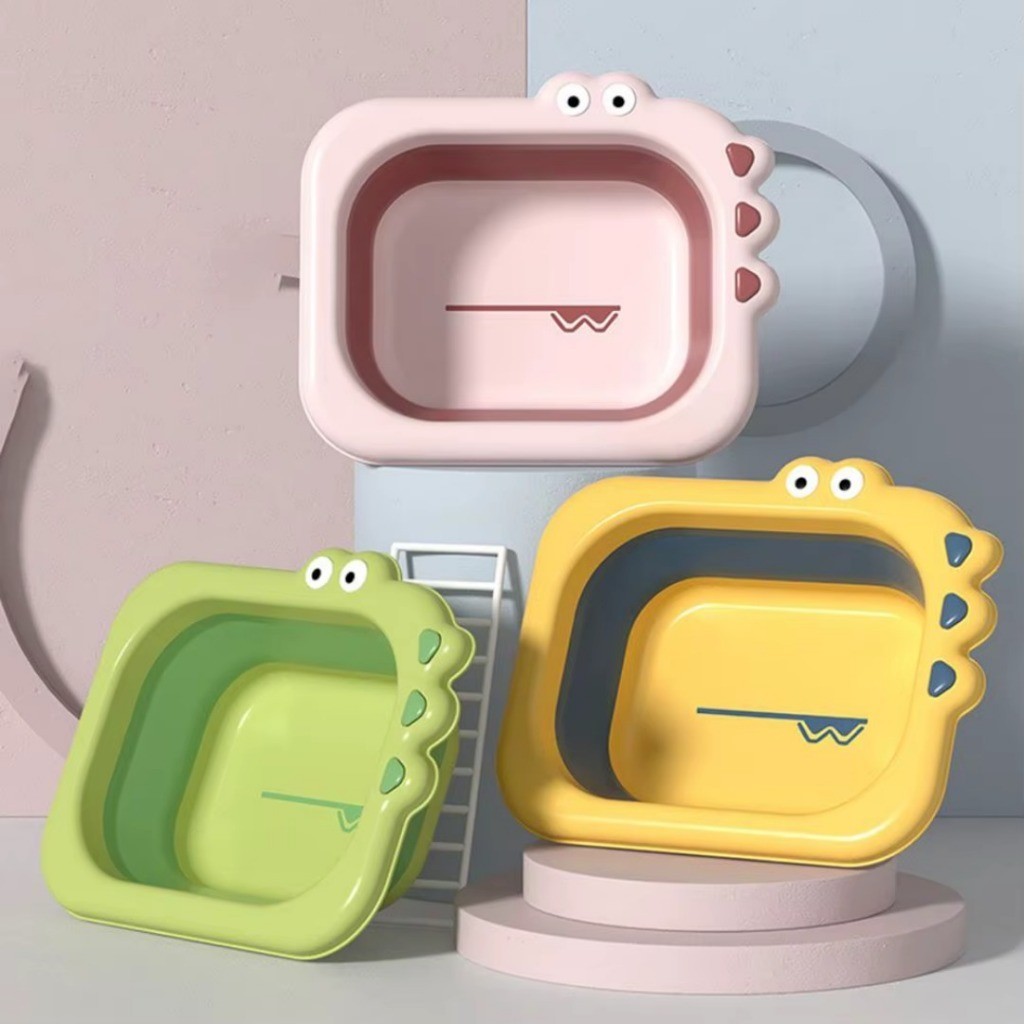 Banheira Ofurô P/ Bebês Infantil Dobrável, Retrátil, Leve, Compacta E Segura Dinossauro Colorida Top