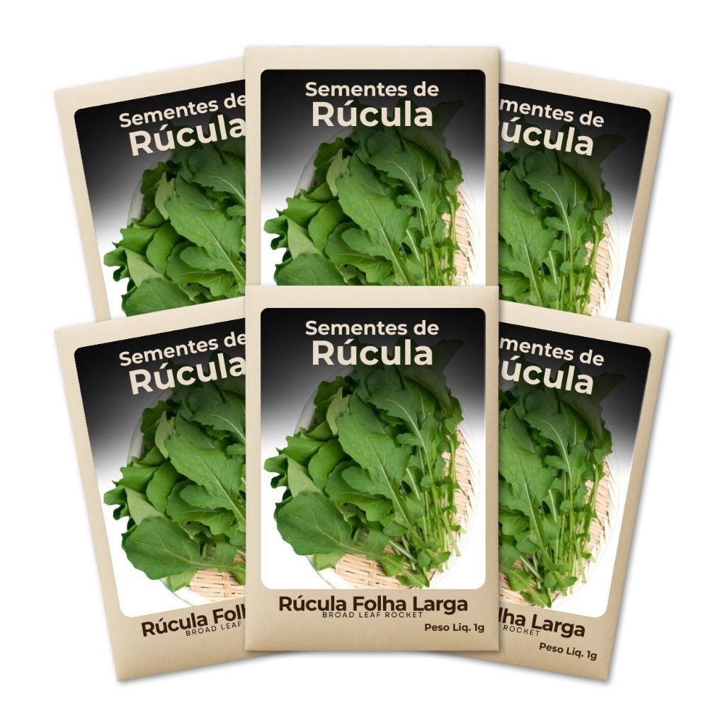 Rúcula Folha Larga Semente Cultivo Seguro Produção Alta Hortas Urbanas Crescimento Uniforme-Kit 6un