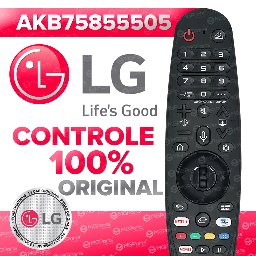 Controle Magic LG Original MR20GA Novo Garantia Função Mouse e Comando de Voz Remoto AKB75855501 AKB75855505